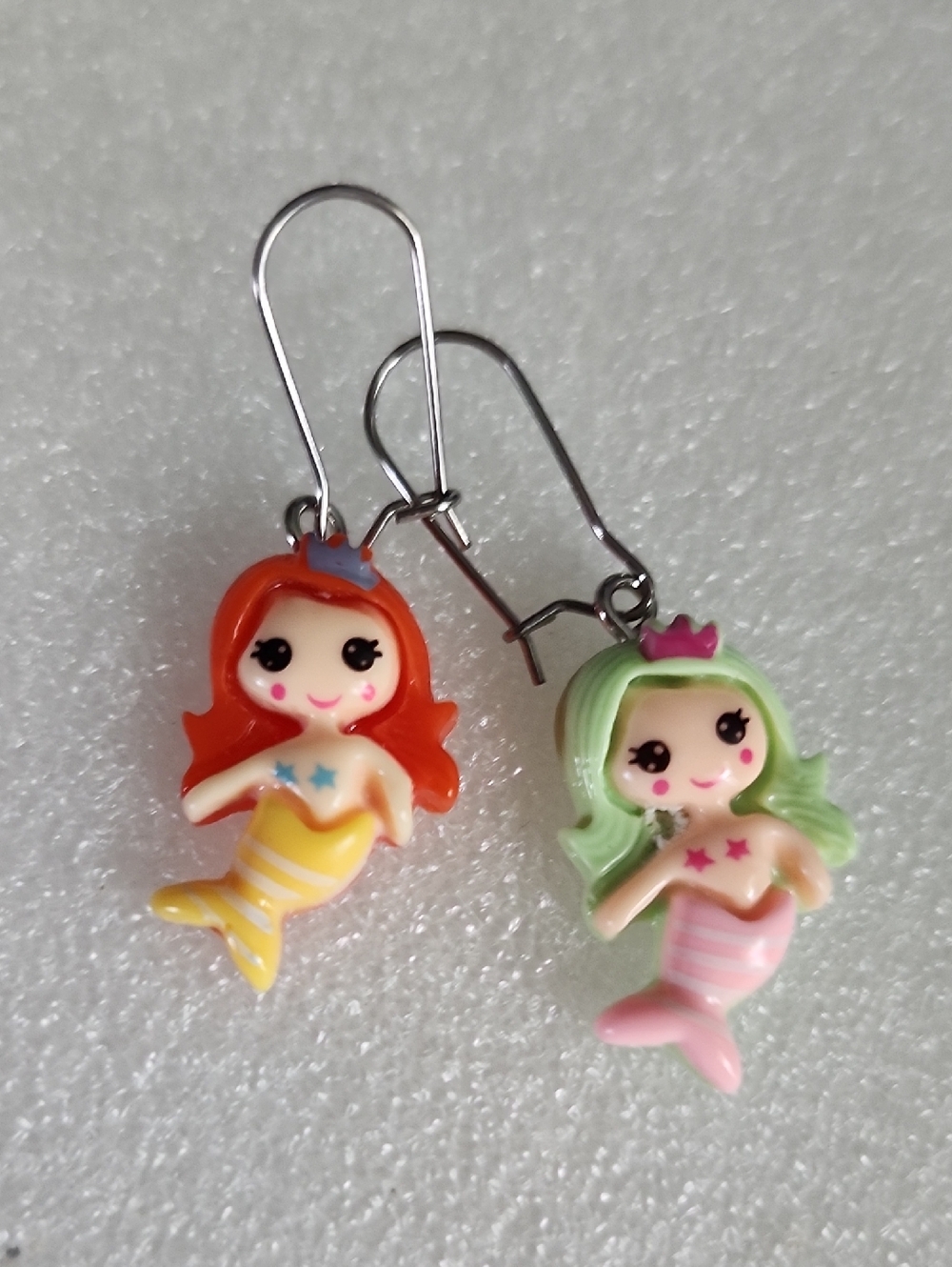 Hand Crafted Orange and Green Mermaid Earrings